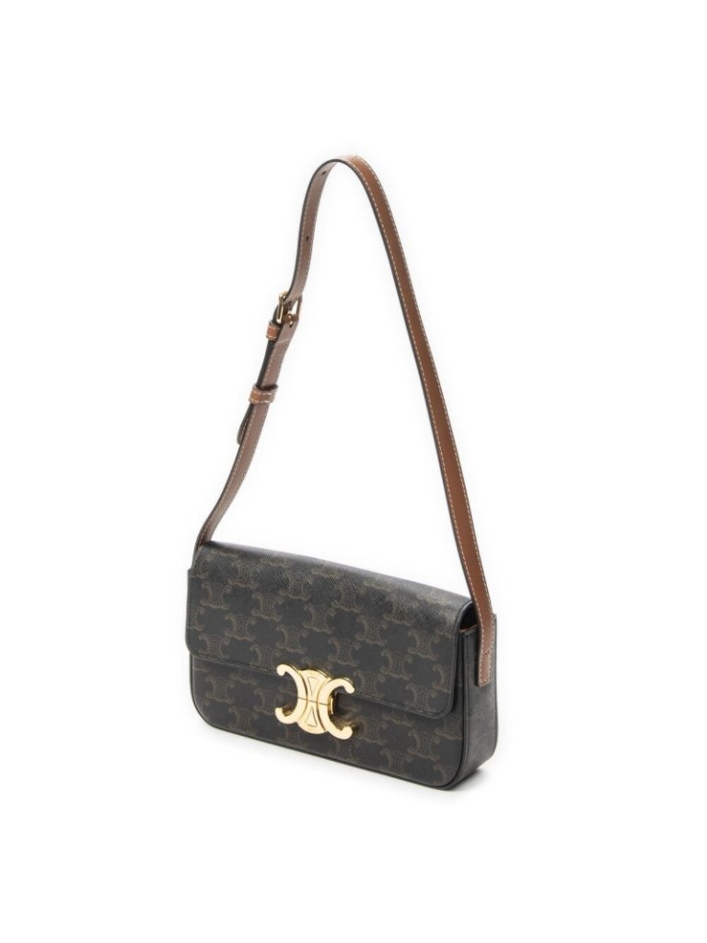 ★SOLD★ Celine Triomphe Claude Shoulder Bag Black Canvas - Picture 2 of 10